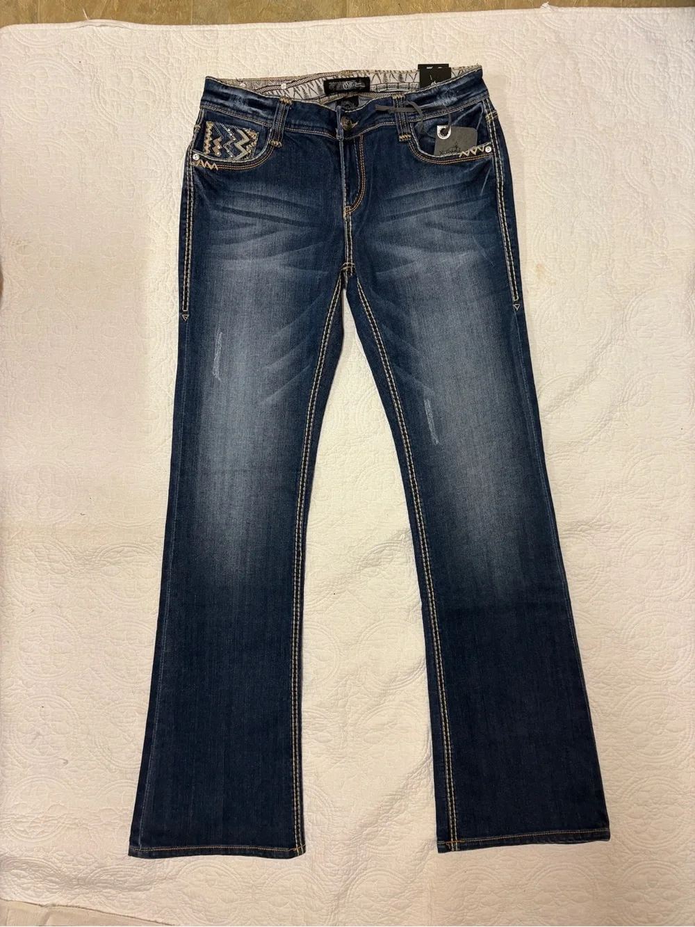 NWT Cello Jeans Size 13 Bootcut Dark Wash Embellished Studded Y2K Western Denim